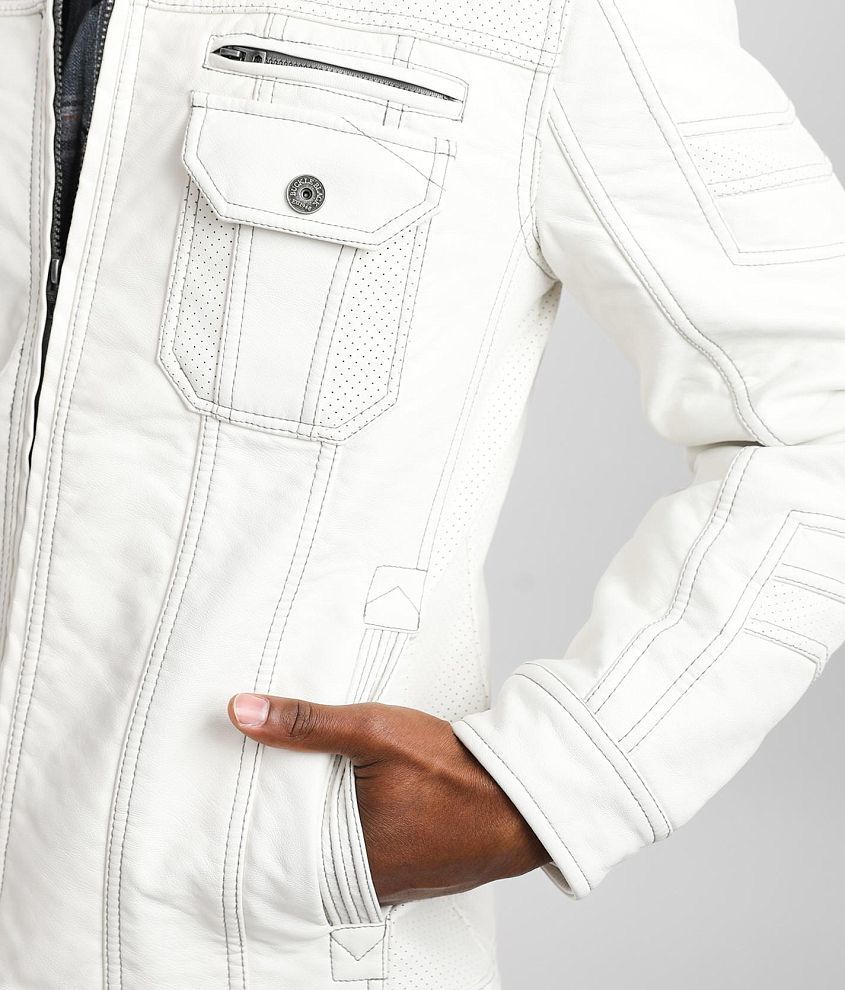 Faux Leather Hooded Jacket