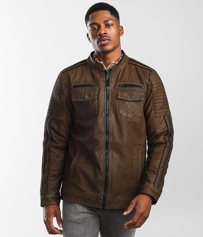 Distressed faux leather jacket hotsell