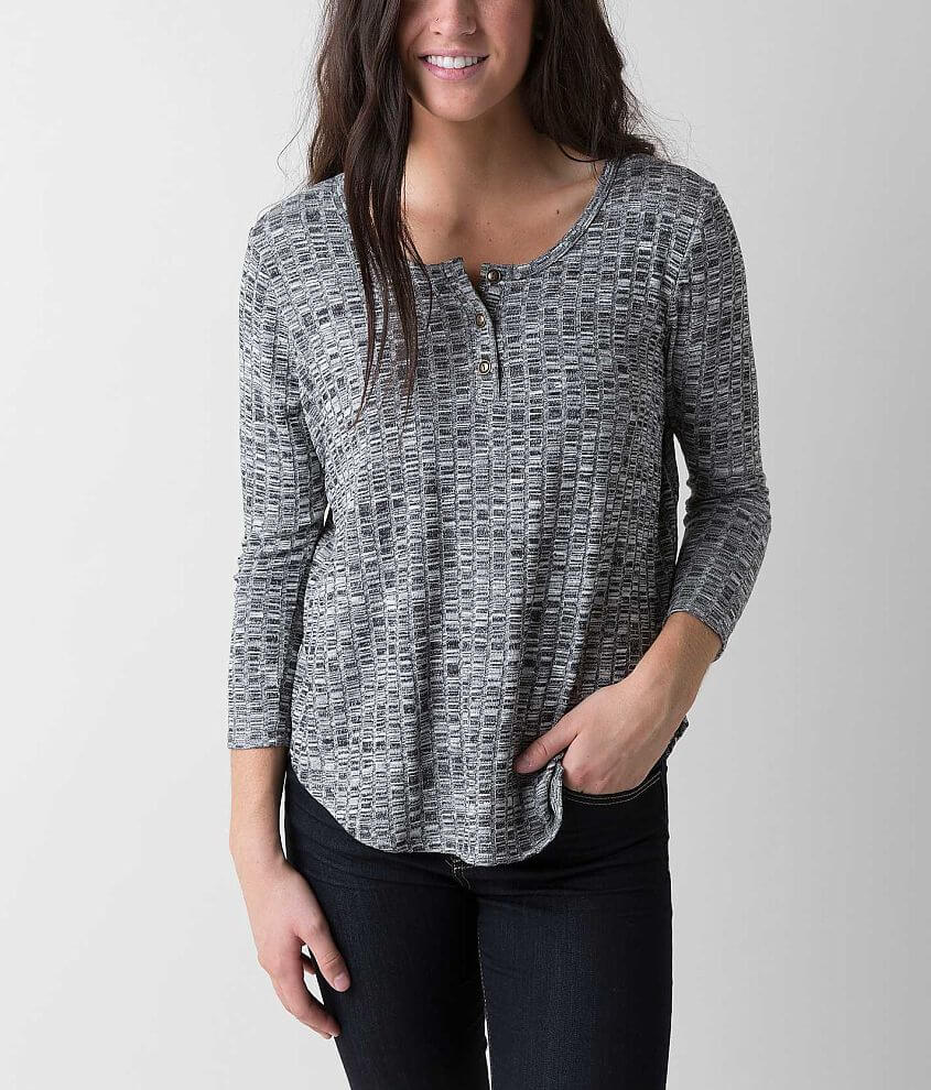Daytrip Marled Henley Top front view