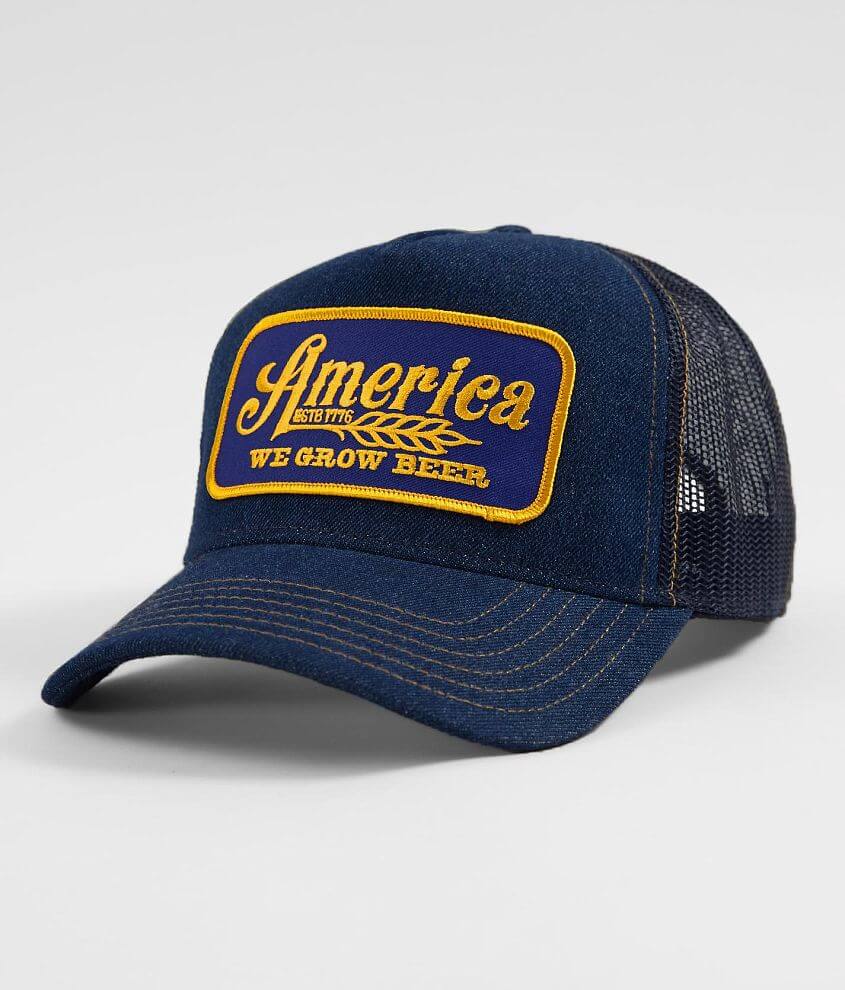 Rural Cloth America We Grow Beer Trucker Hat - Men's Hats in Denim