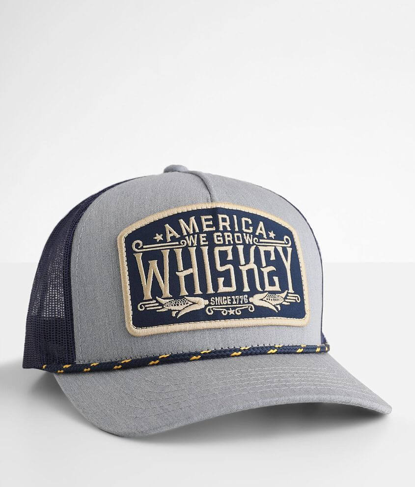 Rural Cloth America We Grow Whiskey Trucker Hat front view