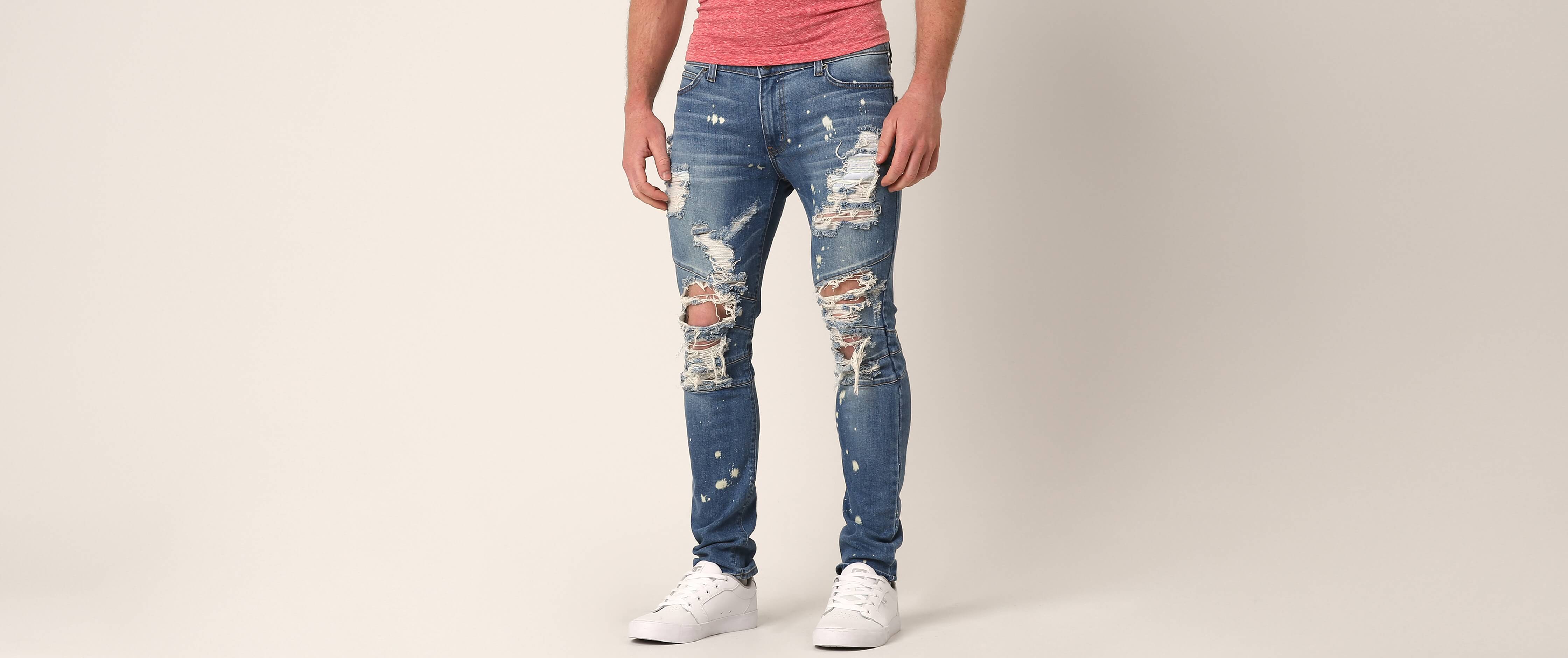 tapered biker jeans