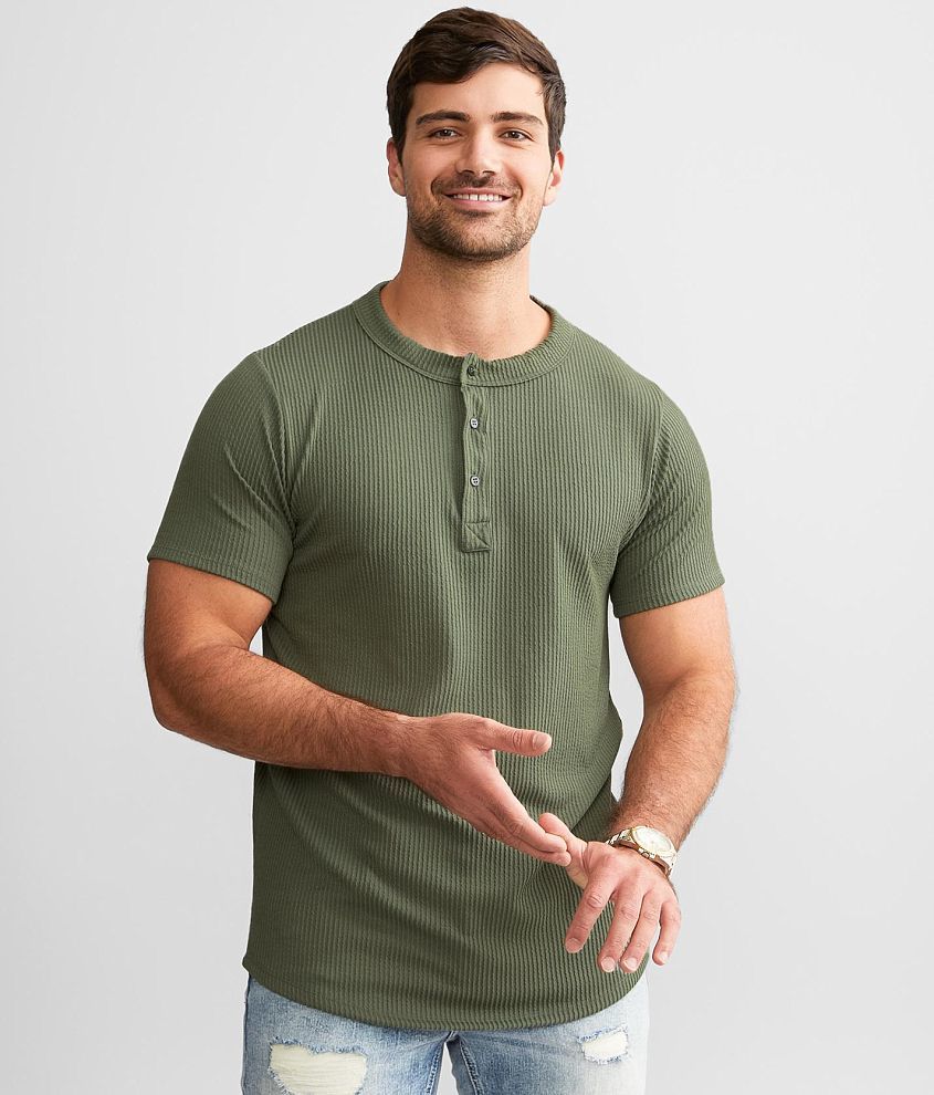 Rustic Dime Ribbed Henley front view