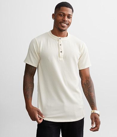 Rustic Dime Ribbed Henley front view