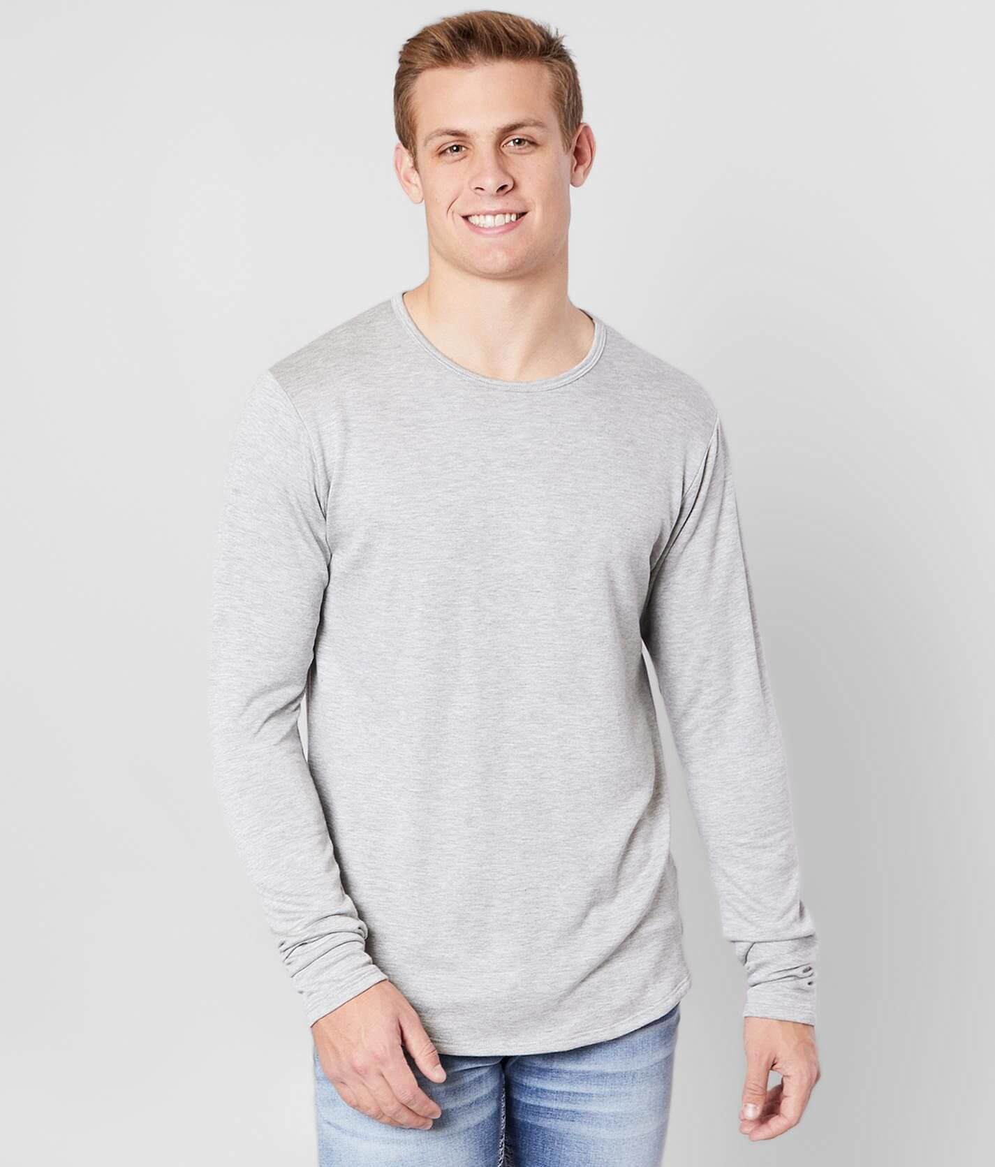 Rustic Dime Scallop Long Body T Shirt Men S T Shirts In Heather Grey Buckle