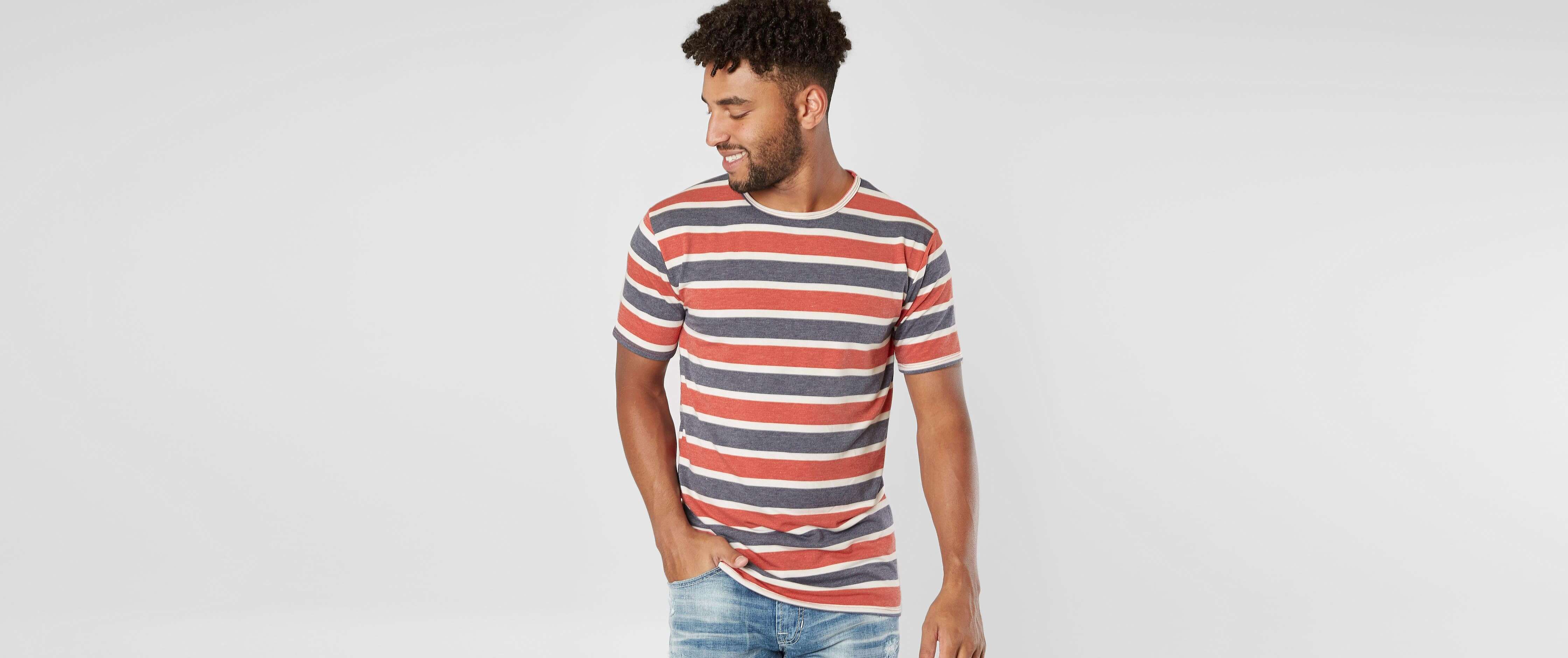 Image of Rustic Dime Striped Long Body Stretch T-Shirt