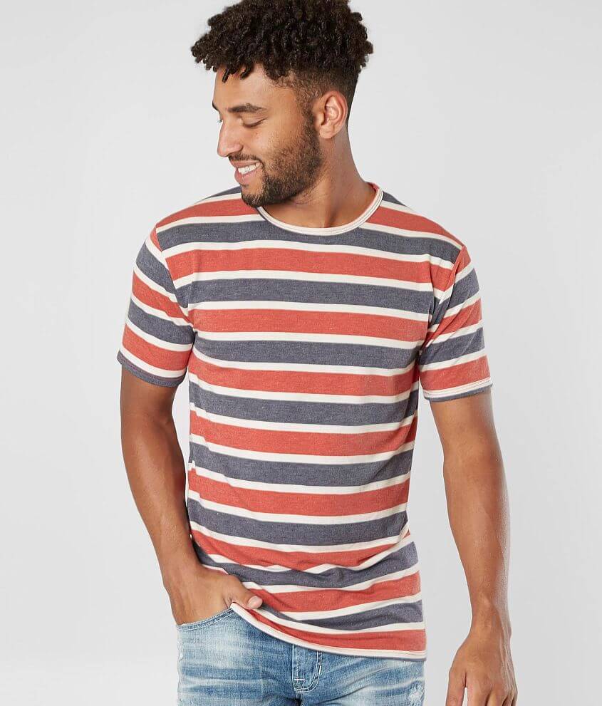 Rustic Dime Striped Long Body Stretch T-Shirt front view