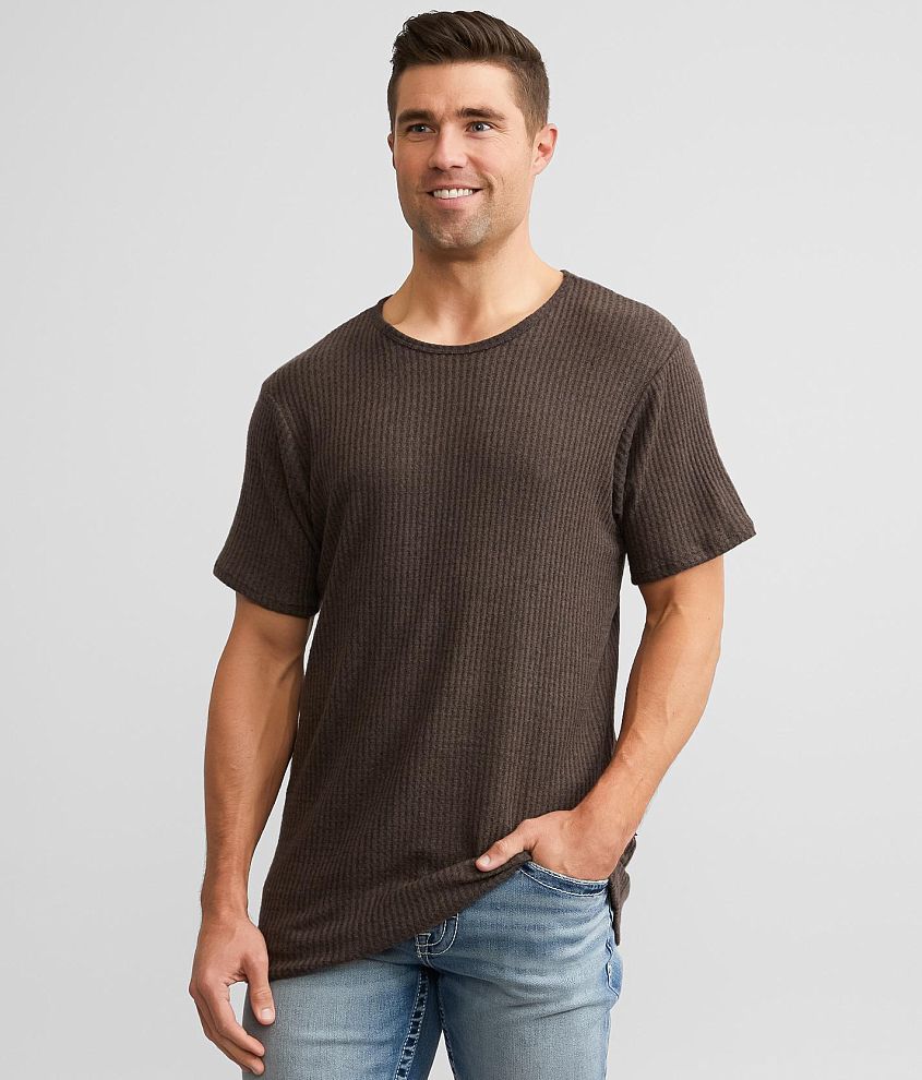 Rustic Dime Brushed Waffle Knit T-Shirt front view