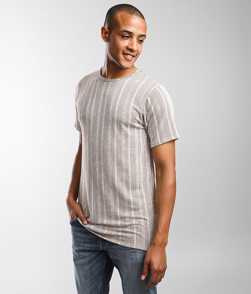 Rustic Dime Striped T-Shirt - Men's T-Shirts in Mocha | Buckle