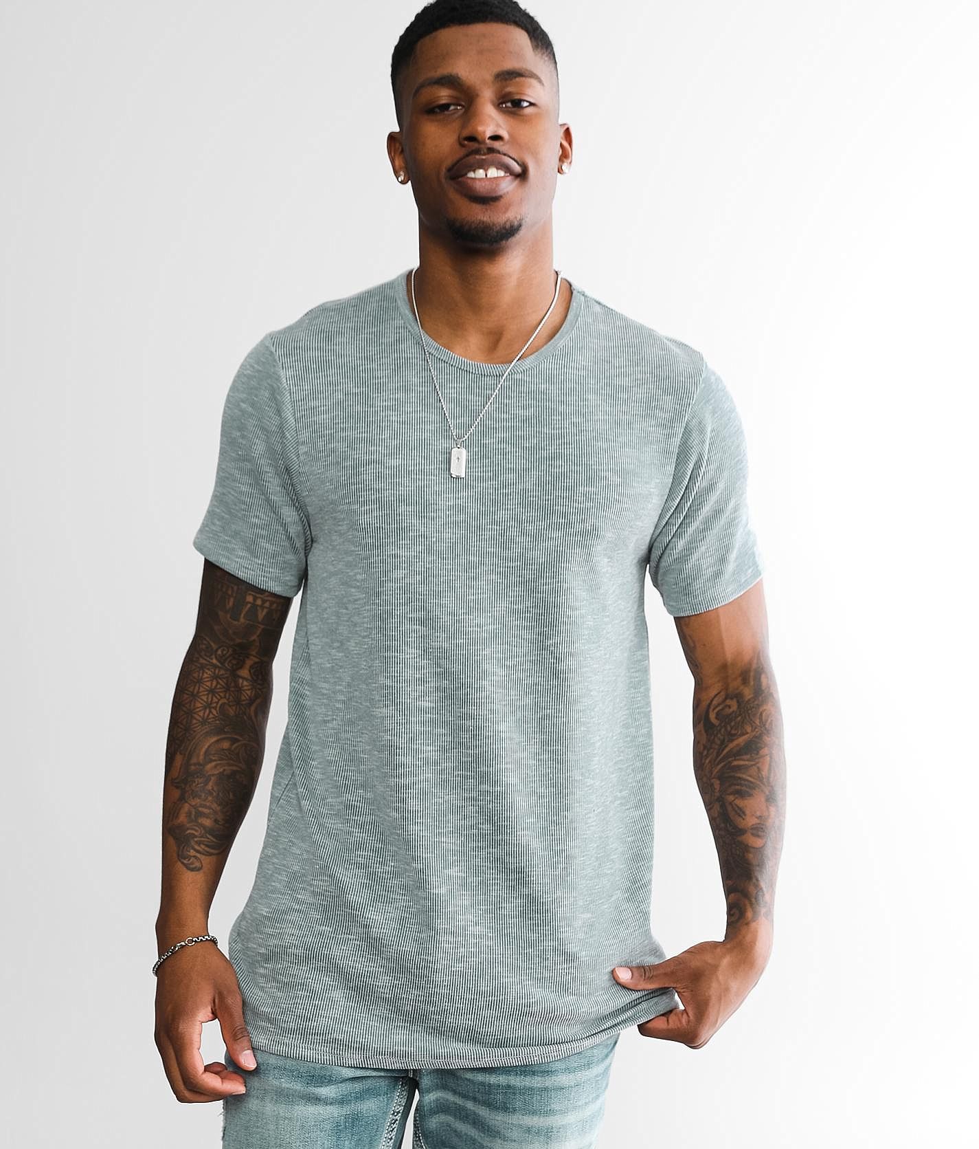 [NF]25SS★SIDE BUCKLE RIBBED TEE Nova Industries Ribbed T-Shirt - Men's T-Shirts in Tobacco
