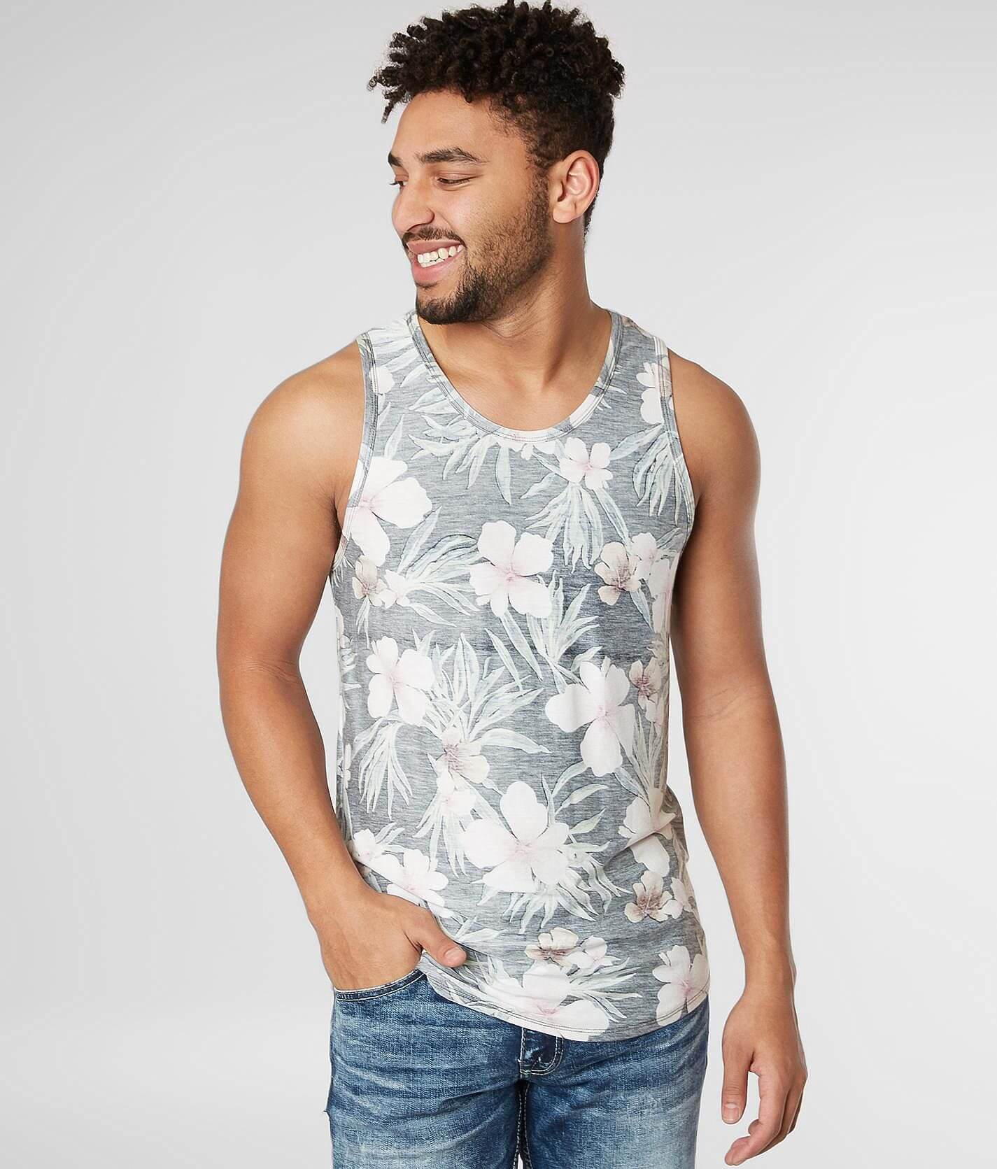 Rustic Dime Push Through Floral Stretch Tank Top - Men's Tank Tops