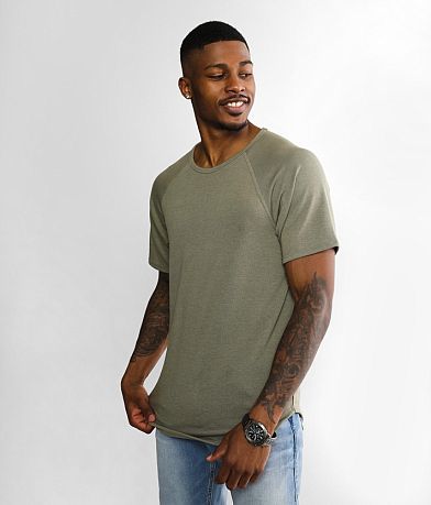 Rustic Dime Brushed Rib Knit T-Shirt - Men's T-Shirts in Grey