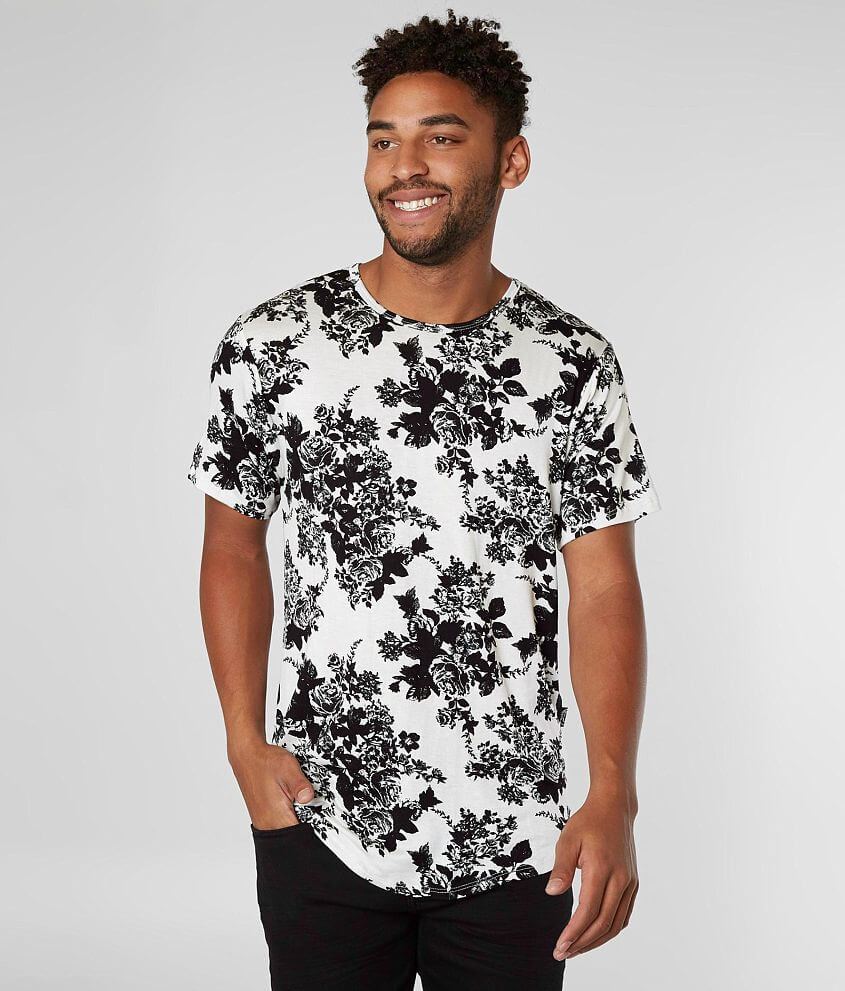Rustic Dime Floral Stretch T-Shirt - Men's T-Shirts in White Black