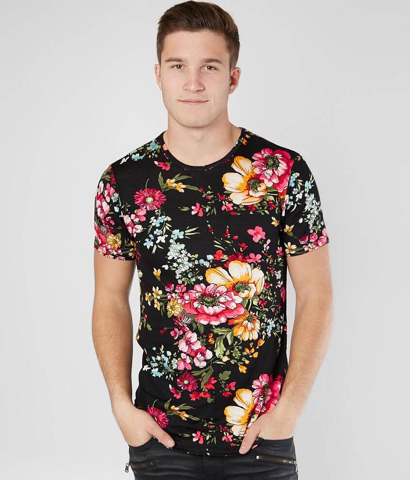 Rustic Dime Floral Stretch T-Shirt - Men's T-Shirts in White Black