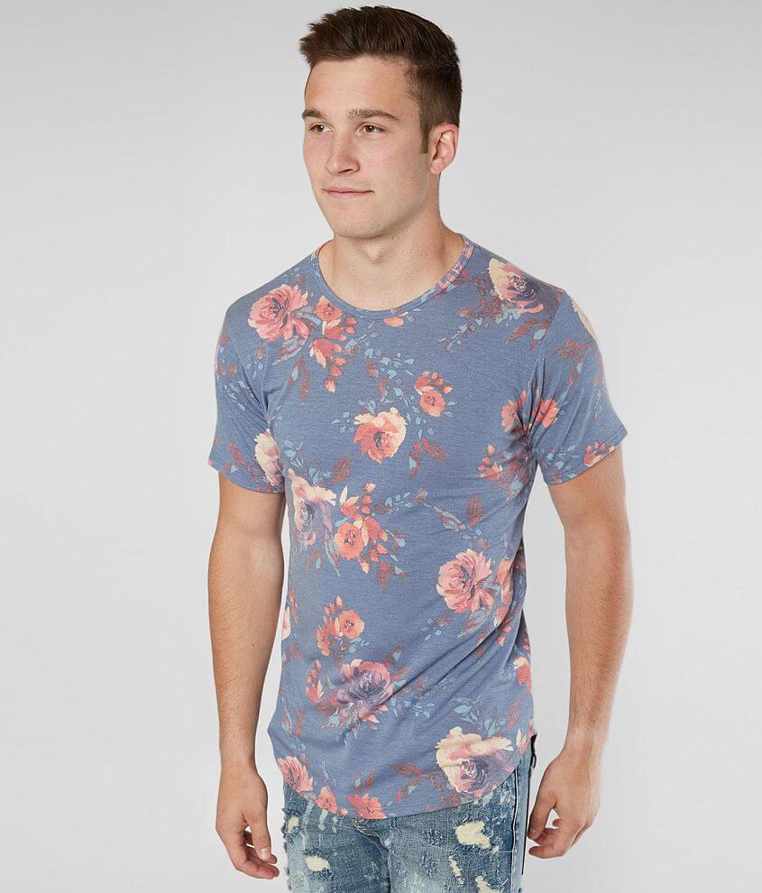 Rustic Dime Floral Long Body T-Shirt - Men's T-Shirts in Indigo | Buckle