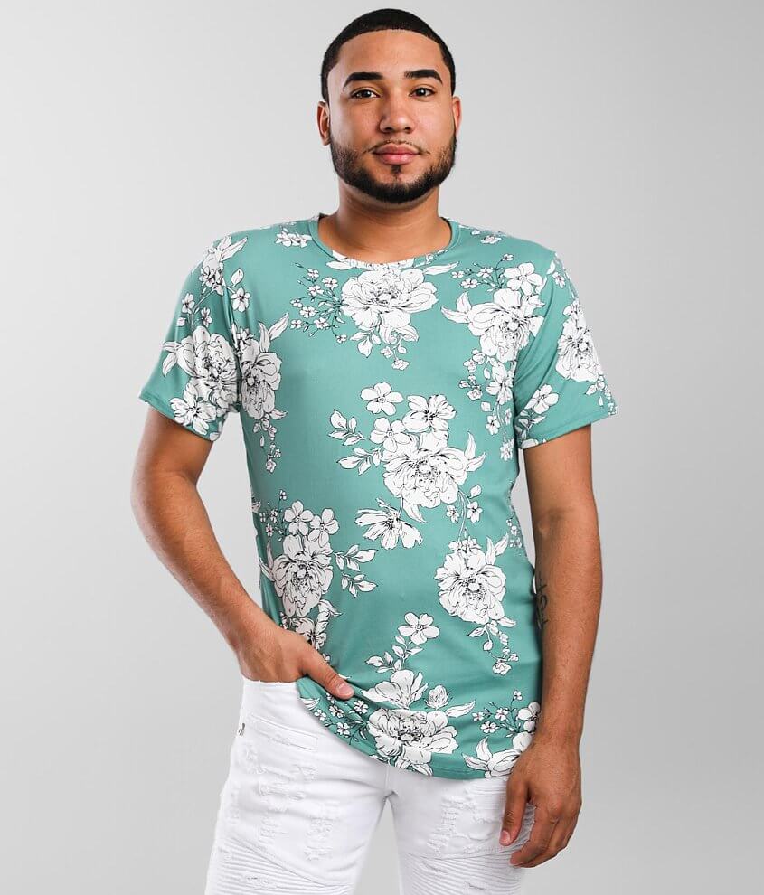 Rustic Dime Floral Long Body T-Shirt front view