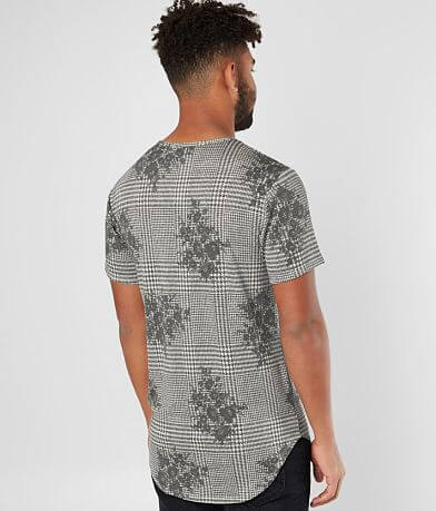 Rustic Dime Houndstooth Long Body Stretch T-Shirt back view