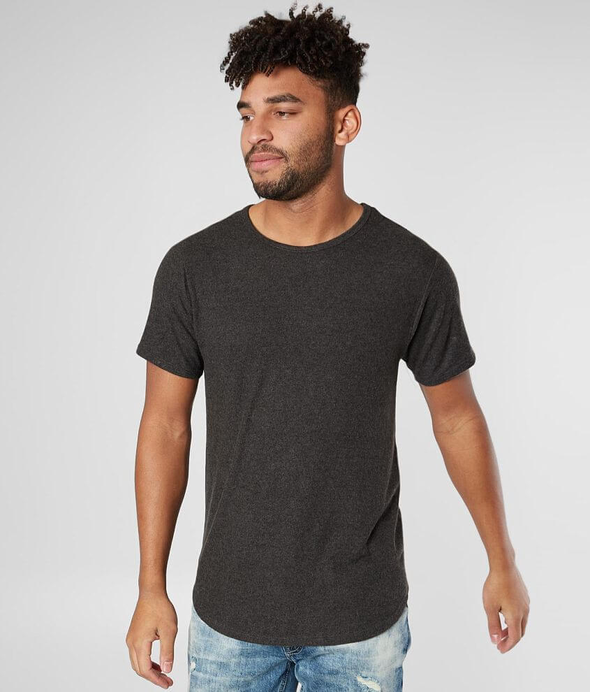 Rustic Dime Fleece Long Body T-Shirt - Men's T-Shirts in Black Charcoal | Buckle