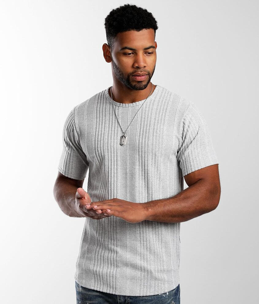 Rustic Dime Brushed Rib Knit T-Shirt - Men's T-Shirts in Grey | Buckle