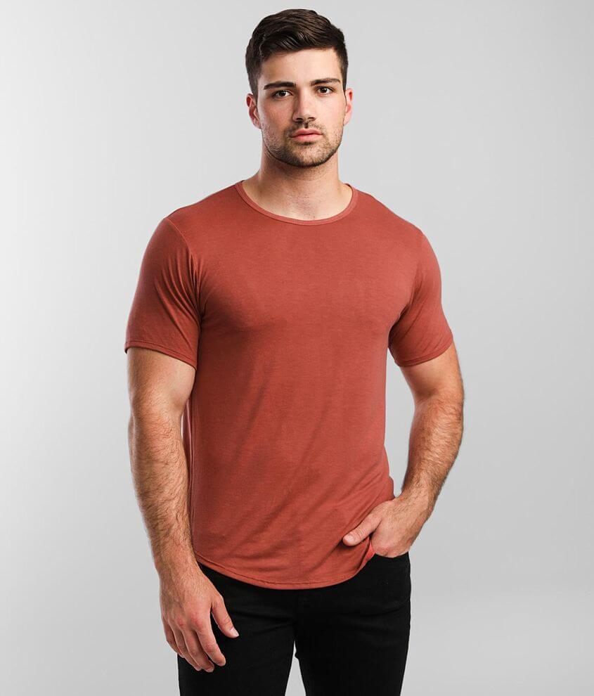 Rustic Dime Solid Curved Hem T-Shirt - Men's T-Shirts in Rust | Buckle