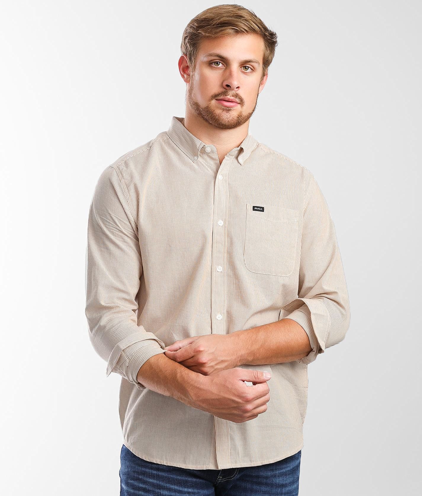 【NOICE】 M CAMEL CUFFED T-SHIRT / 追跡付 RVCA Endless Seersucker Shirt - Men's Shirts in Camel | Buckle