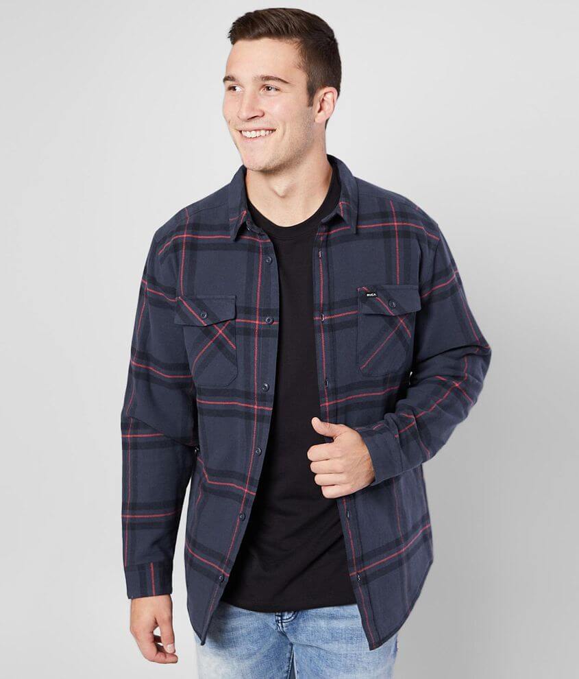 RVCA Yield Flannel Shacket front view