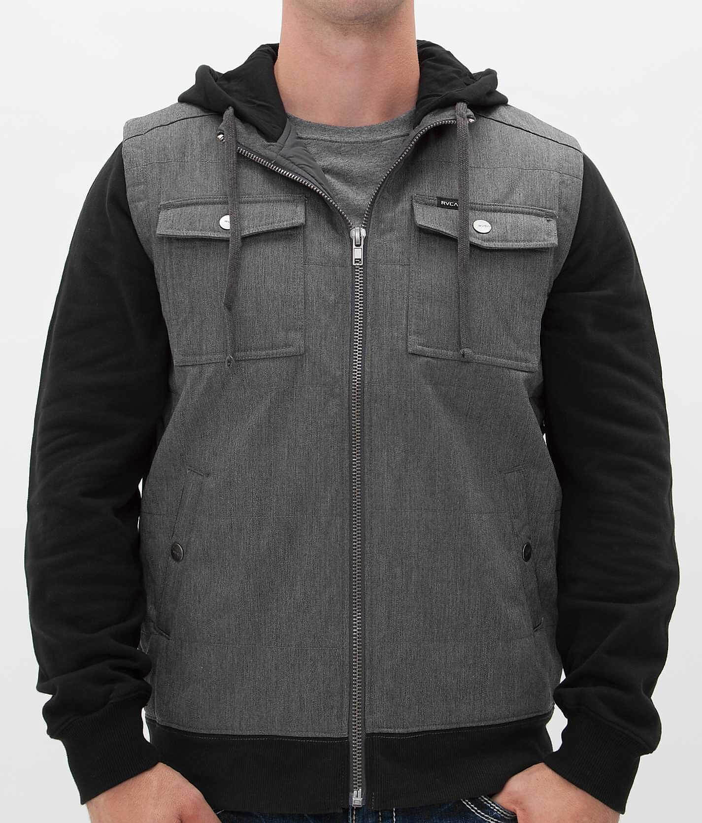 thumbnail image 2 of RVCA Men's Puffer Jacket - Quilted Down Blend Fleece Winter Coat With Hood 2 of 11