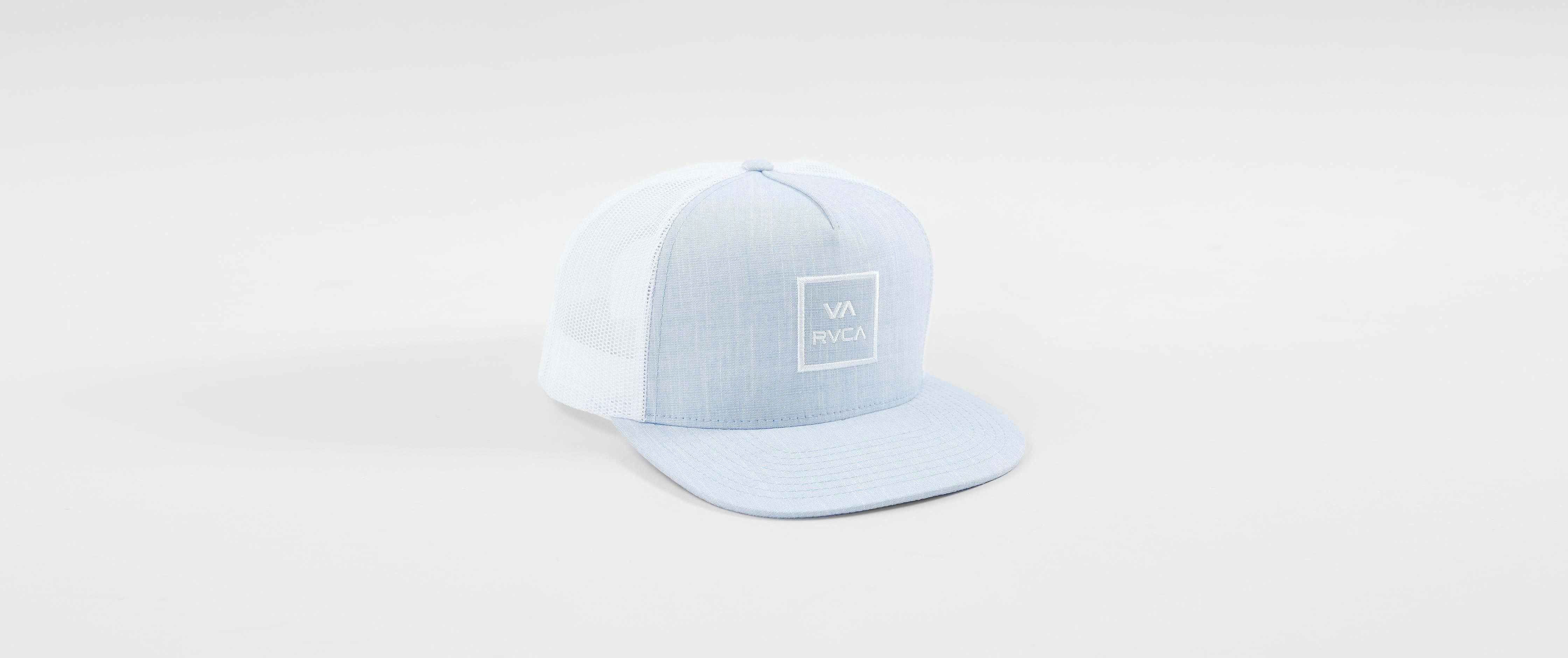 RVCA Huckleby Trucker Hat Men's Hats in Light Blue Buckle