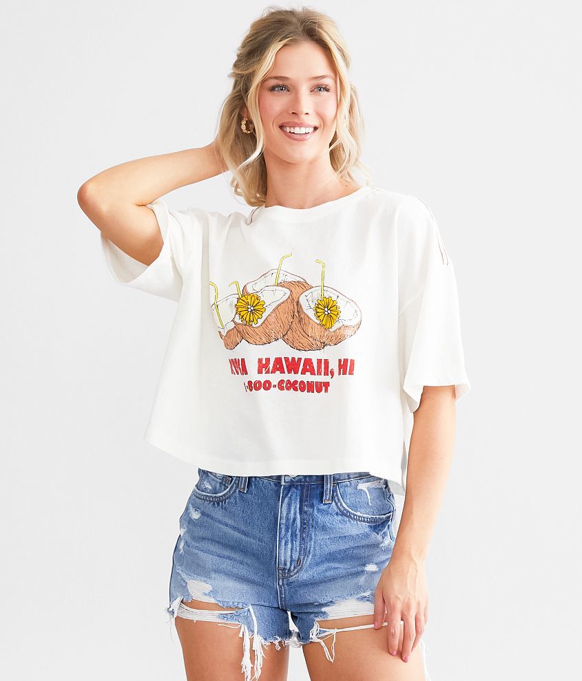 RVCA Happy Hour Boyfriend Cropped T-Shirt front view