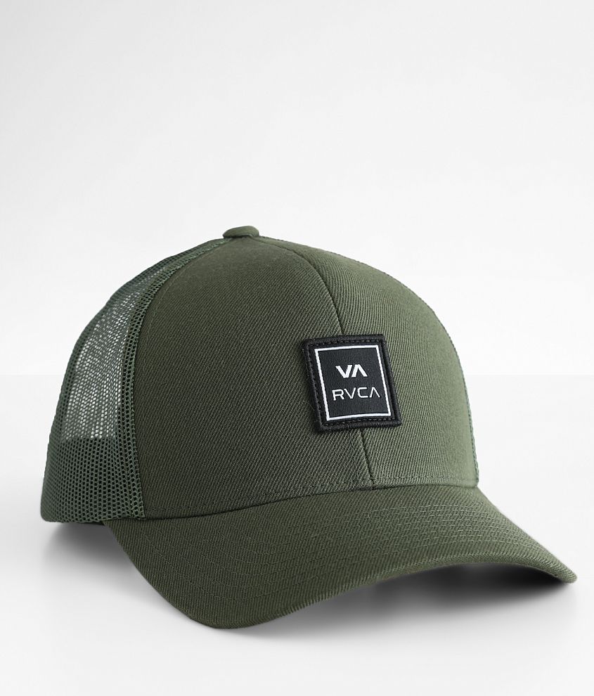 RVCA Station Trucker Hat Men's Hats in Green Buckle