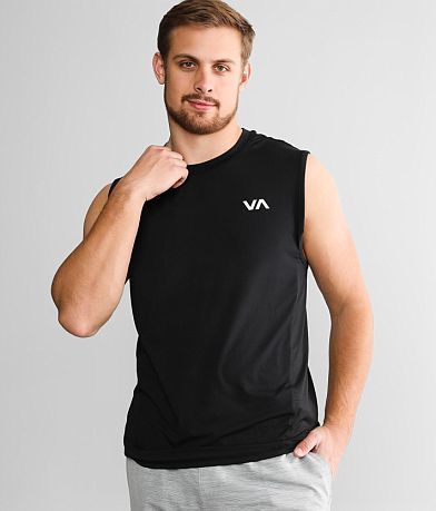 Black RVCA Mens VA Sport Runner Mesh Sleeveless Shirt 