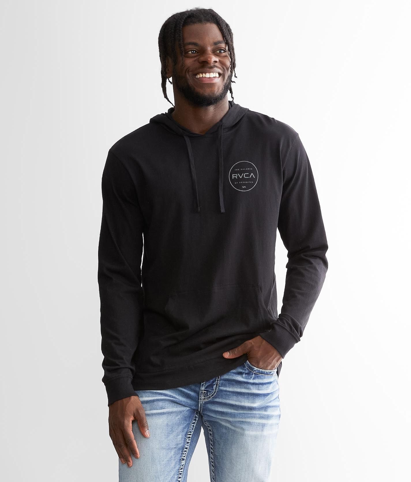 ★RVCA ルカ★ Americana 2 Hoodie 関税込★ RVCA Men's Big Logo Pullover Hoodie, Black/Yellow, Medium