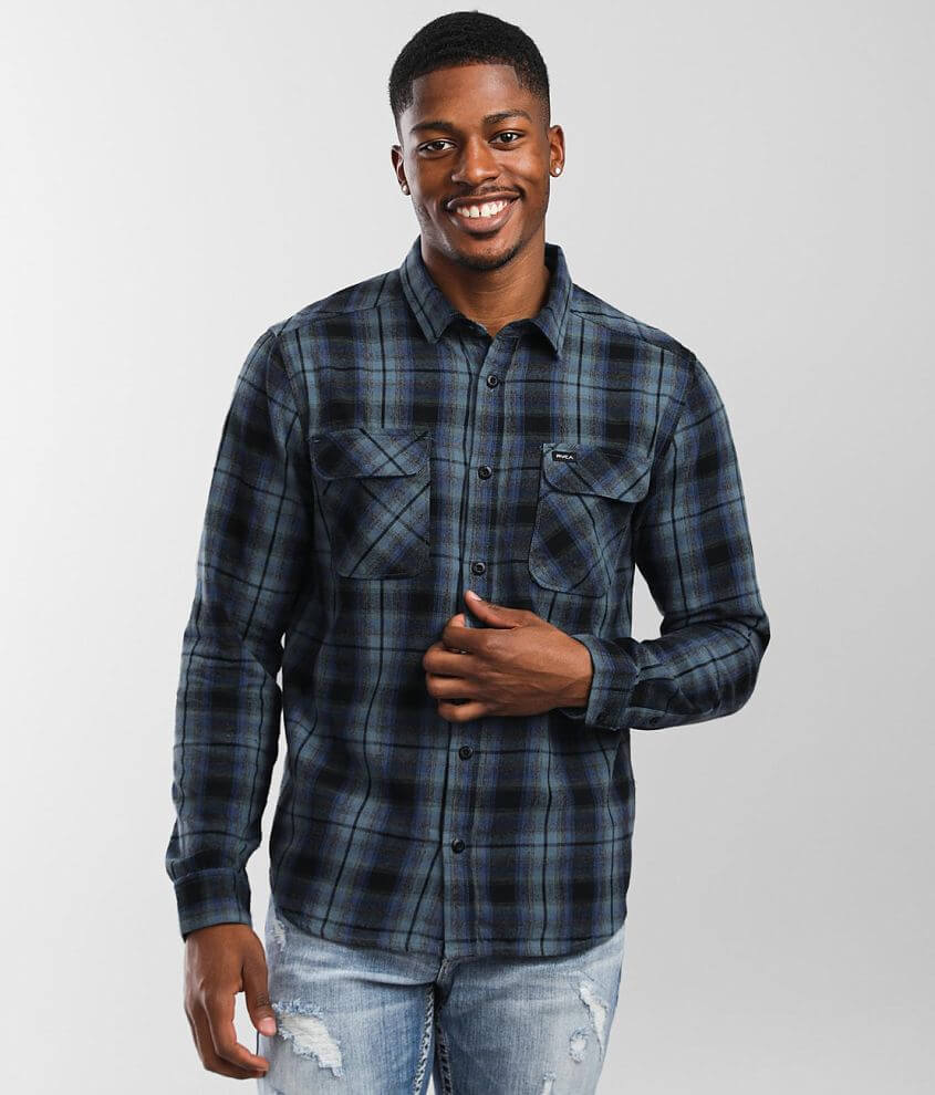 RVCA Hostile Flannel Shirt - Men's Shirts in Classic Blue | Buckle