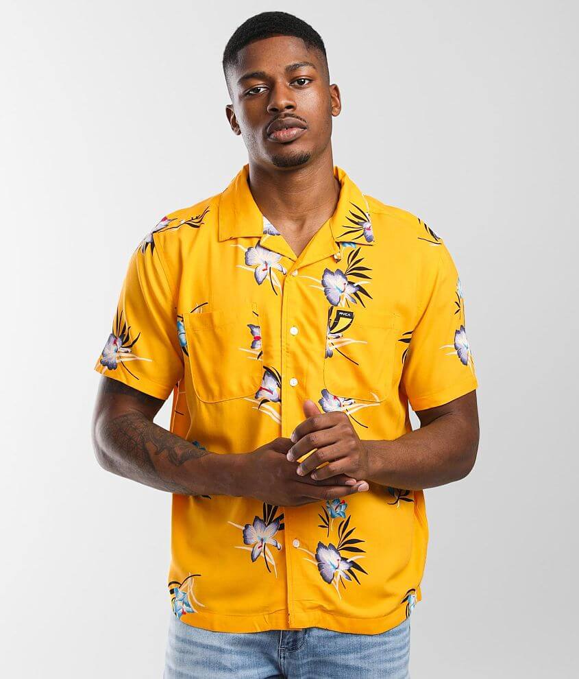 yellow floral mens shirt