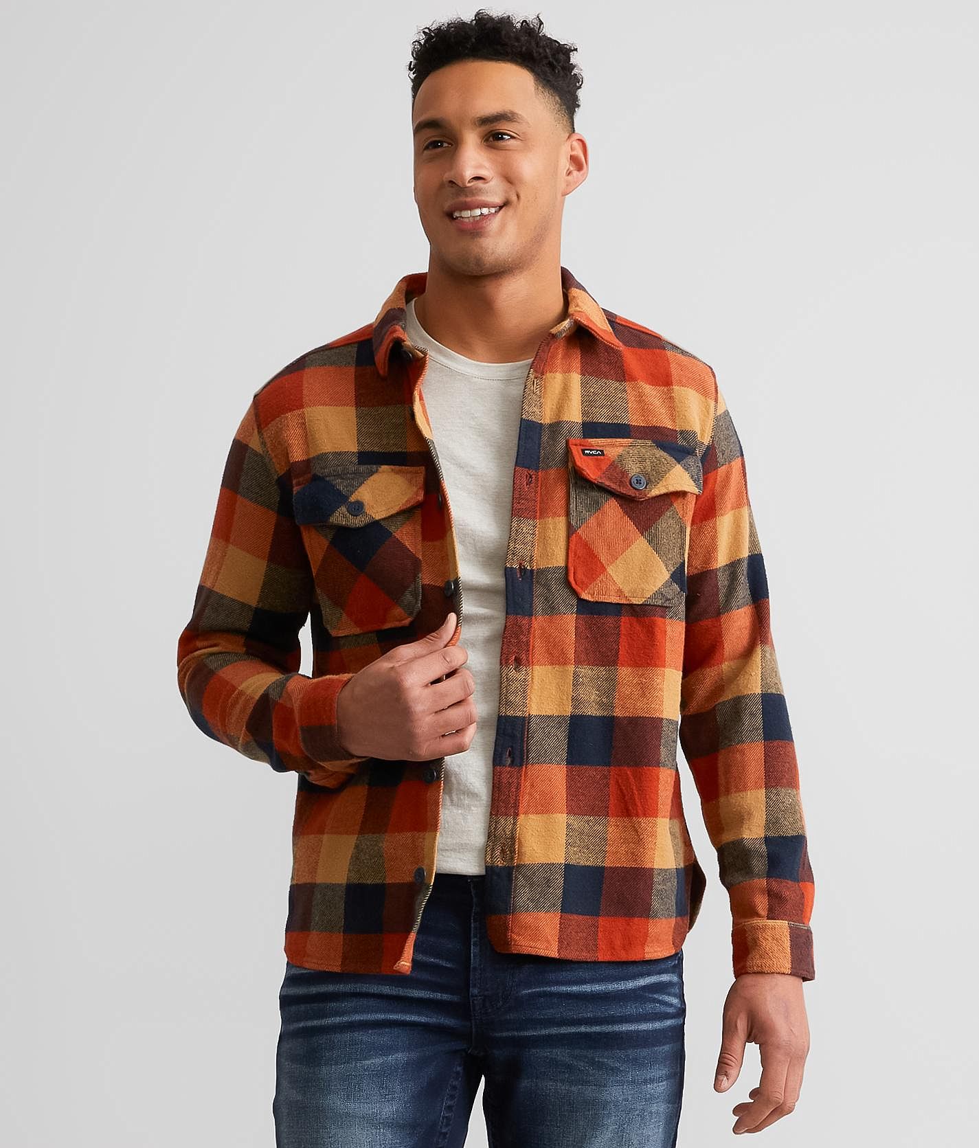 Rvca hooded flannel hot sale
