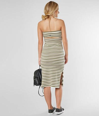 RVCA Raincheck Fitted Strapless Midi Dress back view