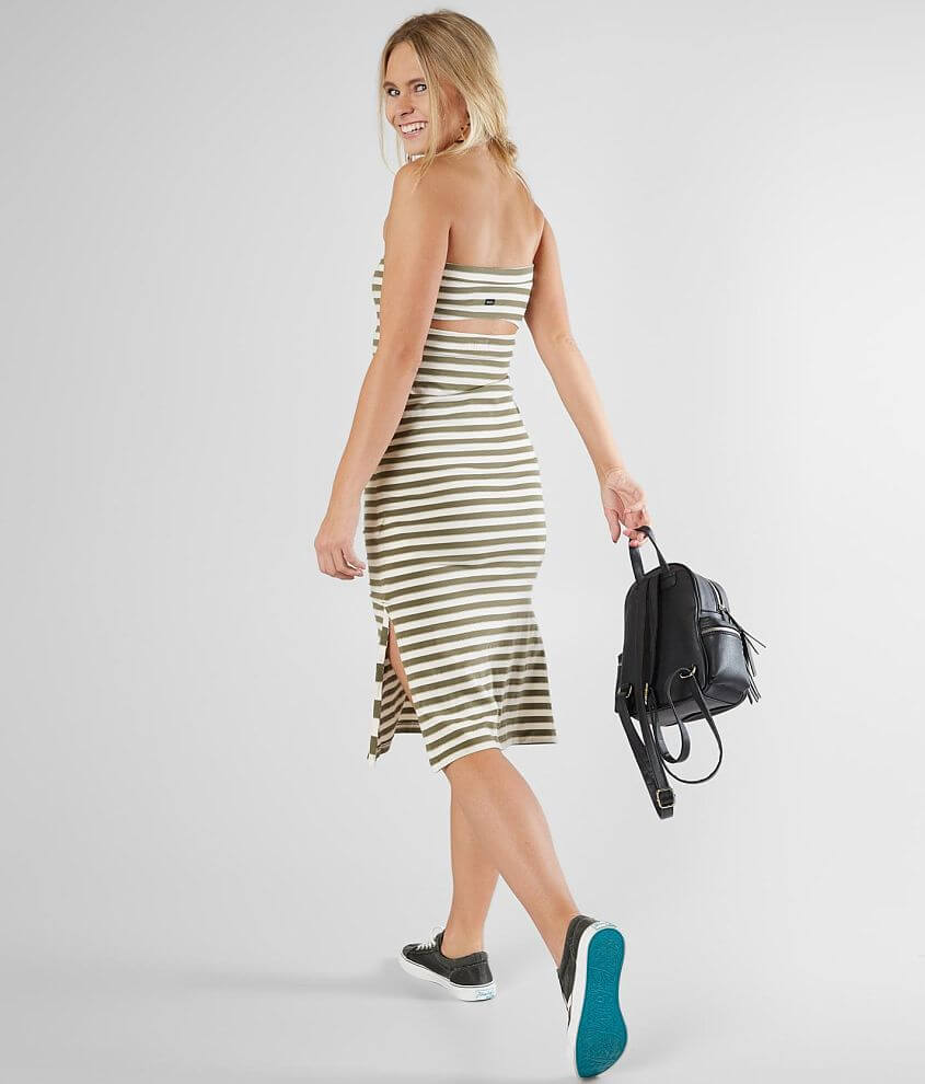 RVCA Raincheck Fitted Strapless Midi Dress front view