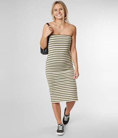 RVCA Raincheck Fitted Strapless Midi Dress full right side view