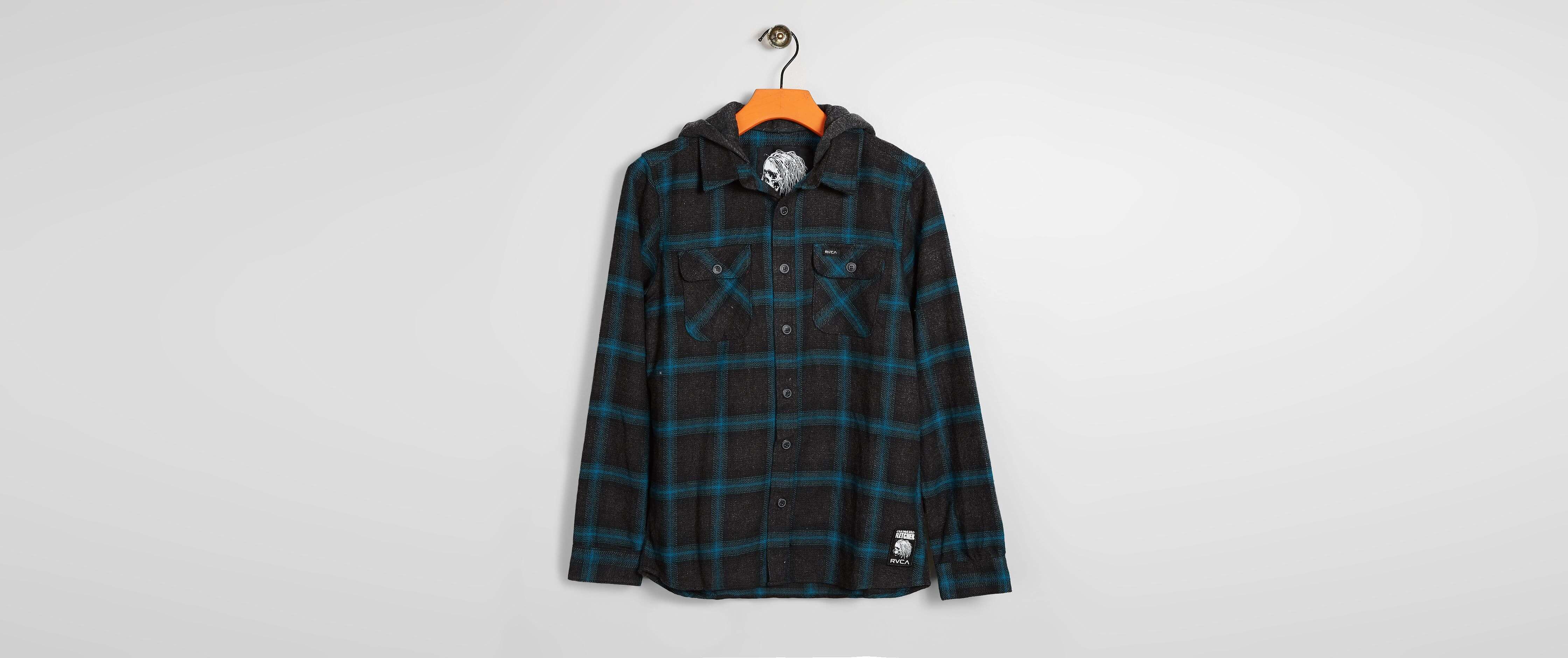 rvca hooded flannel