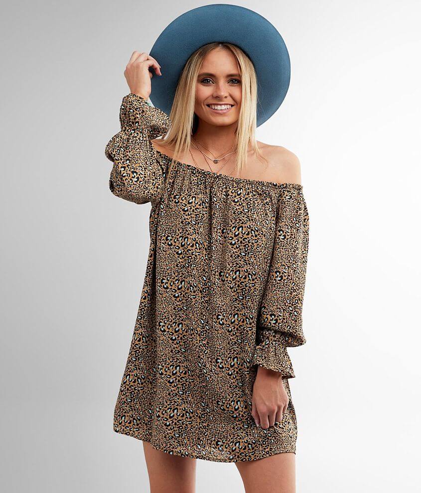 Off the shoulder cheetah dress best sale