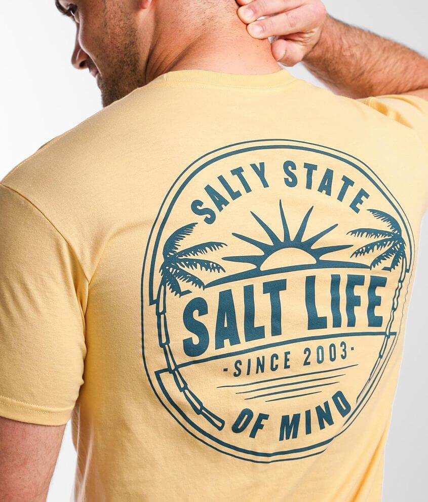 Salt Life Sunrised Palm TShirt Men's TShirts in Golden Haze Buckle