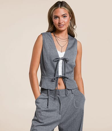 Sadie & Sage Pinstriped Vest front view