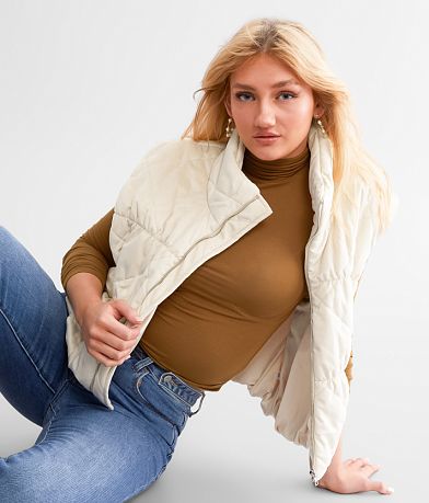 Willow & Root Velvet Puffer Vest front view