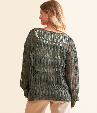 Sadie &amp; Sage Open Weave Sweater BACK