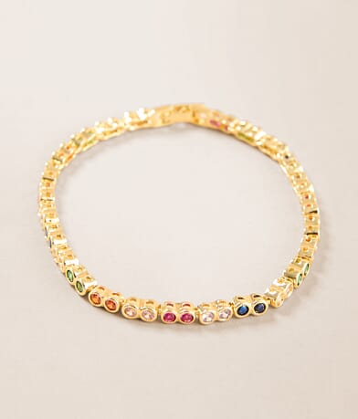 Sahira Jewelry Design Rainbow Bezel Tennis Bracelet front view