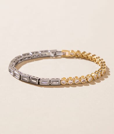 Sahira Jewelry Design Spencer Two Tone Bezel Bracelet front view