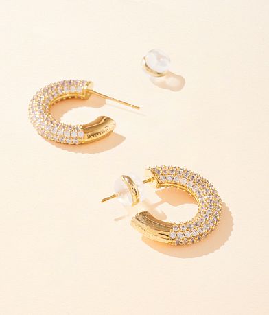 Sahira Jewelry Design Deni Pave Hoop Earring front view