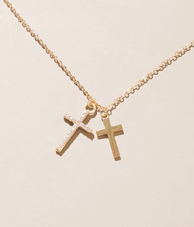 Sahira Jewelry Design Double Cross Necklace front view