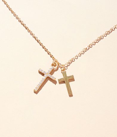 Sahira Jewelry Design Double Cross Necklace front view