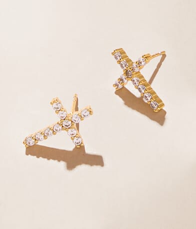Sahira Jewelry Design Cross Glitz Earring front view